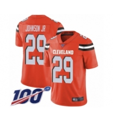 Men's Cleveland Browns #29 Duke Johnson Orange Alternate Vapor Untouchable Limited Player 100th Season Football Jersey