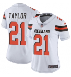Women's Nike Cleveland Browns #21 Jamar Taylor White Vapor Untouchable Limited Player NFL Jersey