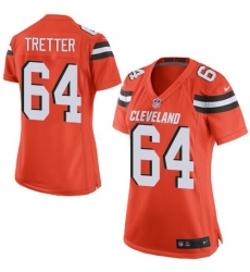 Women's Nike Cleveland Browns #64 JC Tretter Game Orange Alternate NFL Jersey