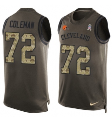 Men's Nike Cleveland Browns #72 Shon Coleman Limited Green Salute to Service Tank Top NFL Jersey