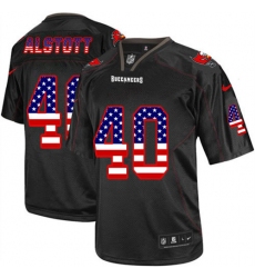 Men's Nike Tampa Bay Buccaneers #40 Mike Alstott Elite Black USA Flag Fashion NFL Jersey