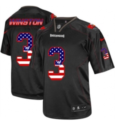 Men's Nike Tampa Bay Buccaneers #3 Jameis Winston Elite Black USA Flag Fashion NFL Jersey