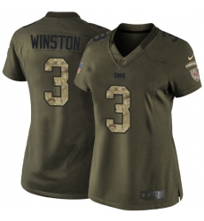 Women's Nike Tampa Bay Buccaneers #3 Jameis Winston Elite Green Salute to Service NFL Jersey