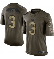 Youth Nike Tampa Bay Buccaneers #3 Jameis Winston Elite Green Salute to Service NFL Jersey