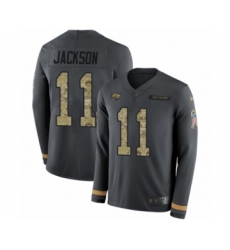 Men's Nike Tampa Bay Buccaneers #11 DeSean Jackson Limited Black Salute to Service Therma Long Sleeve NFL Jersey