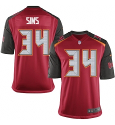 Men's Nike Tampa Bay Buccaneers #34 Charles Sims Game Red Team Color NFL Jersey