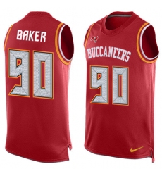 Men's Nike Tampa Bay Buccaneers #90 Chris Baker Limited Red Player Name & Number Tank Top NFL Jersey