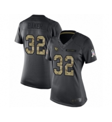 Women's Arizona Cardinals #32 Budda Baker Limited Black 2016 Salute to Service Football Jersey