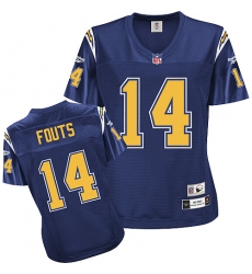 Reebok Los Angeles Chargers #14 Dan Fouts Navy Blue Women's Throwback Team Color Replica NFL Jersey