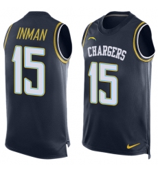 Men's Nike Los Angeles Chargers #15 Dontrelle Inman Limited Navy Blue Player Name & Number Tank Top NFL Jersey