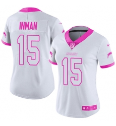 Women's Nike Los Angeles Chargers #15 Dontrelle Inman Limited White/Pink Rush Fashion NFL Jersey