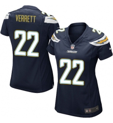 Women's Nike Los Angeles Chargers #22 Jason Verrett Game Navy Blue Team Color NFL Jersey