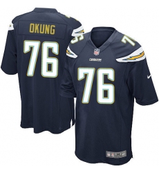 Men's Nike Los Angeles Chargers #76 Russell Okung Game Navy Blue Team Color NFL Jersey
