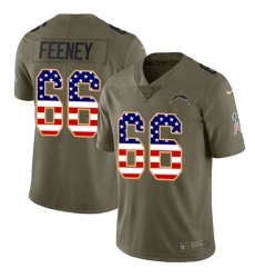 Youth Nike Los Angeles Chargers #66 Dan Feeney Limited Olive/USA Flag 2017 Salute to Service NFL Jersey