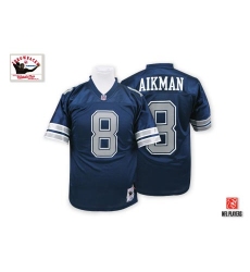 Men's Mitchell and Ness Dallas Cowboys #8 Troy Aikman Authentic Navy Blue Throwback NFL Jersey