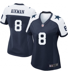 Women's Nike Dallas Cowboys #8 Troy Aikman Game Navy Blue Throwback Alternate NFL Jersey