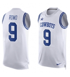 Men's Nike Dallas Cowboys #9 Tony Romo Limited White Player Name & Number Tank Top NFL Jersey