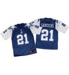 Men's Nike Dallas Cowboys #21 Deion Sanders Elite Navy/White Throwback NFL Jersey
