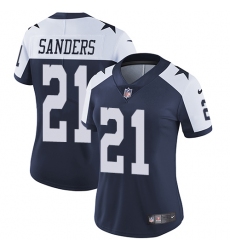 Women's Nike Dallas Cowboys #21 Deion Sanders Navy Blue Throwback Alternate Vapor Untouchable Limited Player NFL Jersey