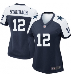 Women's Nike Dallas Cowboys #12 Roger Staubach Game Navy Blue Throwback Alternate NFL Jersey
