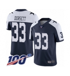 Men's Dallas Cowboys #33 Tony Dorsett Navy Blue Throwback Alternate Vapor Untouchable Limited Player 100th Season Football Jersey