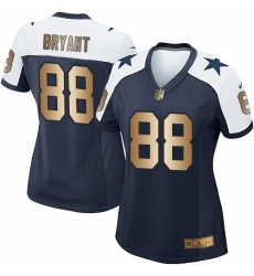 Women's Nike Dallas Cowboys #88 Dez Bryant Elite Navy/Gold Throwback Alternate NFL Jersey
