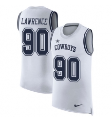 Men's Nike Dallas Cowboys #90 Demarcus Lawrence Limited White Rush Player Name & Number Tank Top NFL Jersey