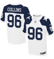 Men's Nike Dallas Cowboys #96 Maliek Collins Elite White Throwback Alternate NFL Jersey