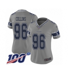 Women's Dallas Cowboys #96 Maliek Collins Limited Gray Inverted Legend 100th Season Football Jersey