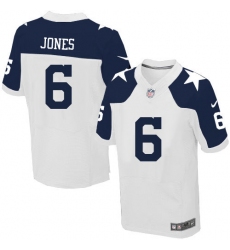 Men's Nike Dallas Cowboys #6 Chris Jones Elite White Throwback Alternate NFL Jersey