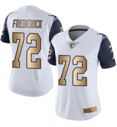 Women's Nike Dallas Cowboys #72 Travis Frederick Limited White/Gold Rush NFL Jersey