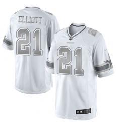 Men's Nike Dallas Cowboys #21 Ezekiel Elliott Limited White Platinum NFL Jersey