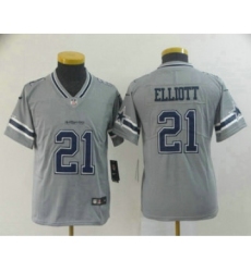 Youth Dallas Cowboys #21 Ezekiel Elliott Grey 2019 Inverted Legend Stitched NFL Nike Limited Jersey
