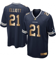 Youth Nike Dallas Cowboys #21 Ezekiel Elliott Elite Navy/Gold Team Color NFL Jersey