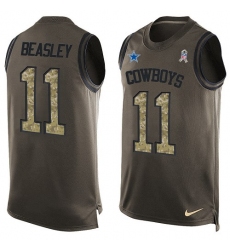 Men's Nike Dallas Cowboys #11 Cole Beasley Limited Green Salute to Service Tank Top NFL Jersey