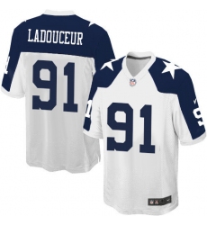 Men's Nike Dallas Cowboys #91 L. P. Ladouceur Game White Throwback Alternate NFL Jersey