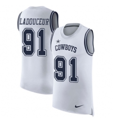 Men's Nike Dallas Cowboys #91 L. P. Ladouceur Limited White Rush Player Name & Number Tank Top NFL Jersey