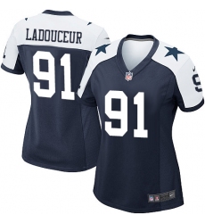 Women's Nike Dallas Cowboys #91 L. P. Ladouceur Game Navy Blue Throwback Alternate NFL Jersey