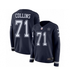 Women's Nike Dallas Cowboys #71 La'el Collins Limited Navy Blue Therma Long Sleeve NFL Jersey