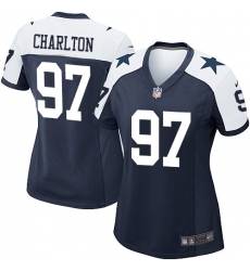 Women's Nike Dallas Cowboys #97 Taco Charlton Game Navy Blue Throwback Alternate NFL Jersey