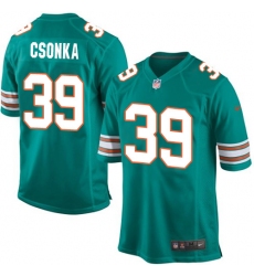 Men's Nike Miami Dolphins #39 Larry Csonka Game Aqua Green Alternate NFL Jersey