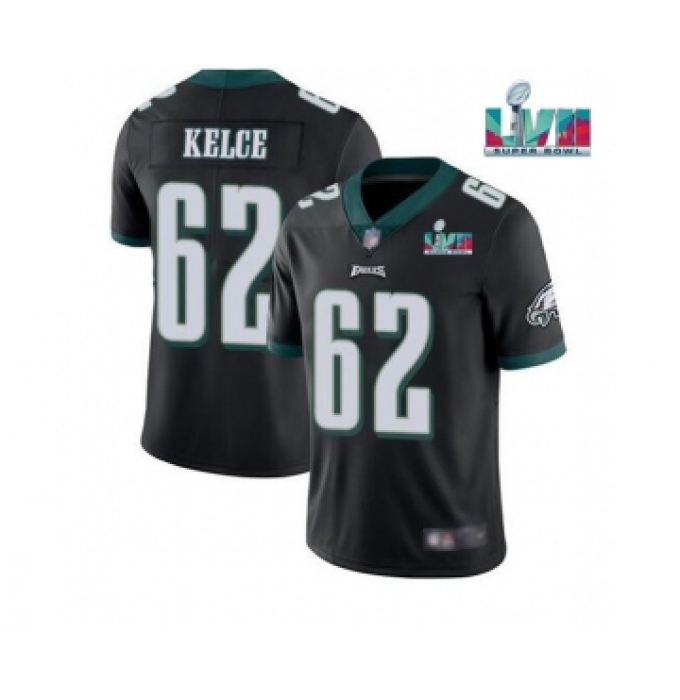 Men's Philadelphia Eagles #62 Jason Kelce Black Super Bowl LVII Vapor Untouchable Limited Stitched Jersey
