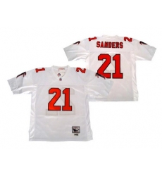 Men's Mitchell and Ness Atlanta Falcons #21 Deion Sanders Authentic White Throwback NFL Jersey