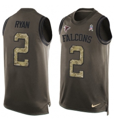 Men's Nike Atlanta Falcons #2 Matt Ryan Limited Green Salute to Service Tank Top NFL Jersey