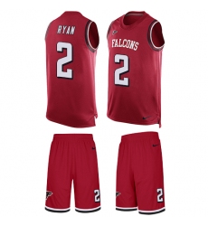 Men's Nike Atlanta Falcons #2 Matt Ryan Limited Red Tank Top Suit NFL Jersey