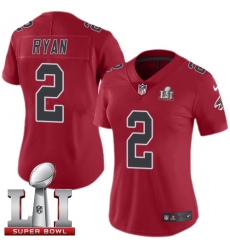 Women's Nike Atlanta Falcons #2 Matt Ryan Limited Red Rush Super Bowl LI 51 NFL Jersey