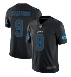 Men's Nike Detroit Lions #9 Matthew Stafford Limited Black Rush Impact NFL Jersey