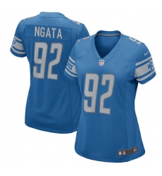 Women's Nike Detroit Lions #92 Haloti Ngata Game Light Blue Team Color NFL Jersey