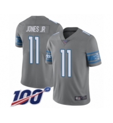 Men's Detroit Lions #11 Marvin Jones Jr Limited Steel Rush Vapor Untouchable 100th Season Football Jersey