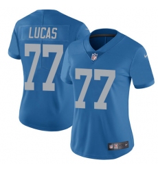 Women's Nike Detroit Lions #77 Cornelius Lucas Elite Blue Alternate NFL Jersey